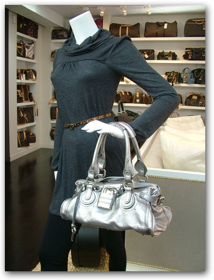 Chloe Leather Paddington Metallic Silver 2 of 15