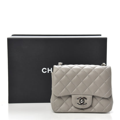 Chanel Lambskin Quilted Mini Square Flap Light Grey 10 of 10