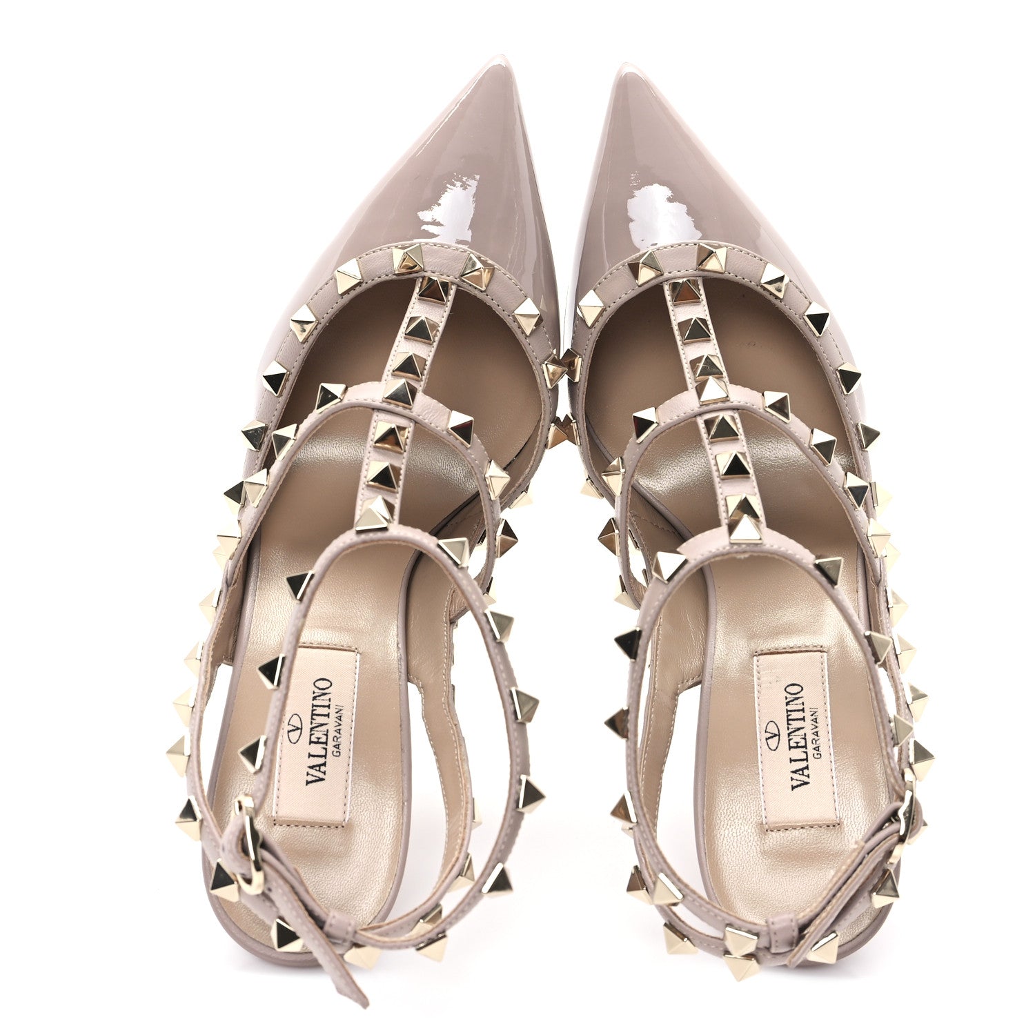 Valentino Garavani Patent Nappa Rockstud Ankle Strap 100mm Pumps 37.5 Poudre 2 of 10