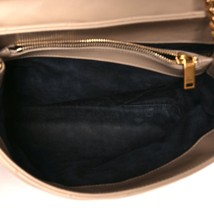 Saint Laurent Calfskin Y Quilted Monogram Medium Loulou Chain Satchel Dark Beige 5 of 9