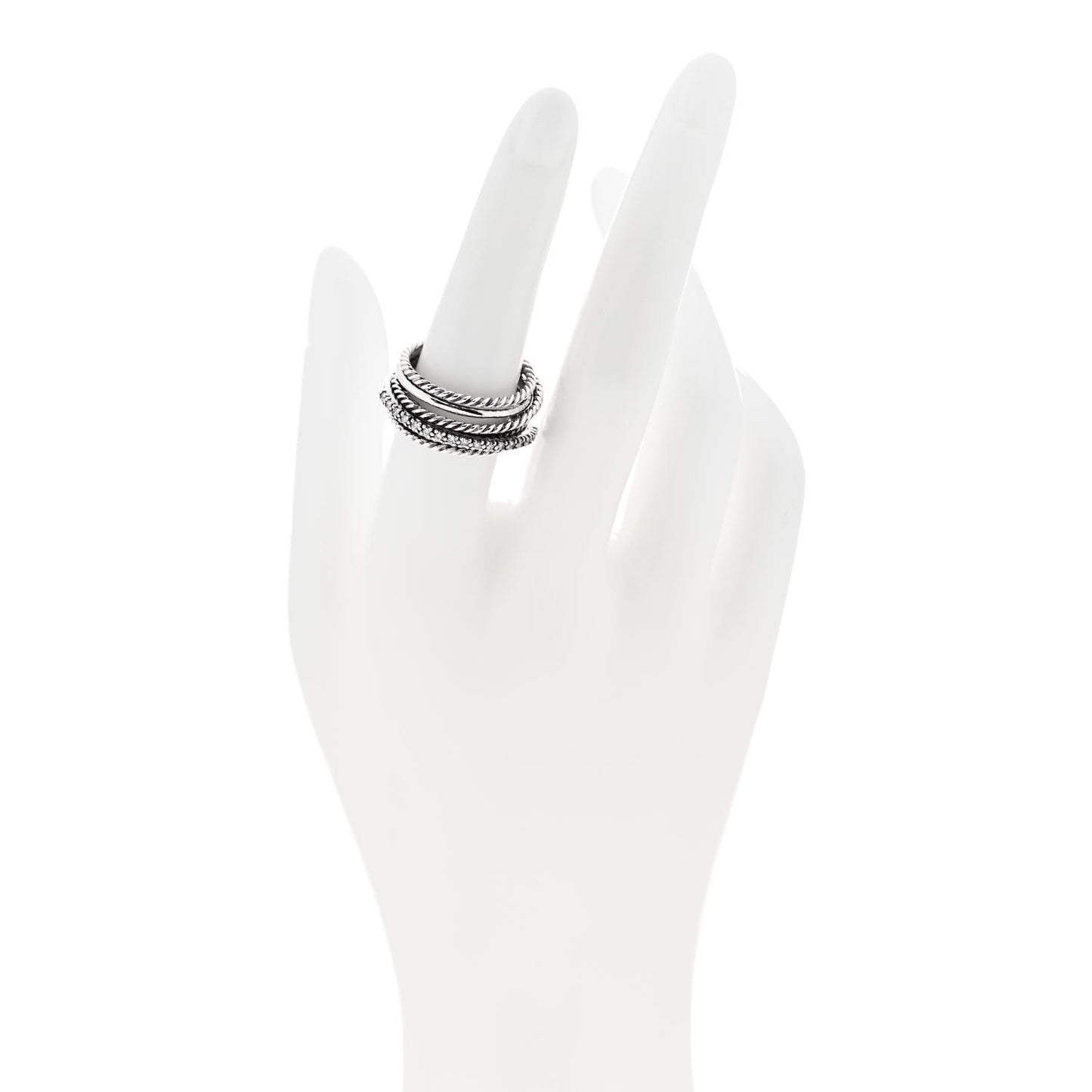 Sterling Silver Diamond 11mm Wide Crossover Cable Ring 54 7