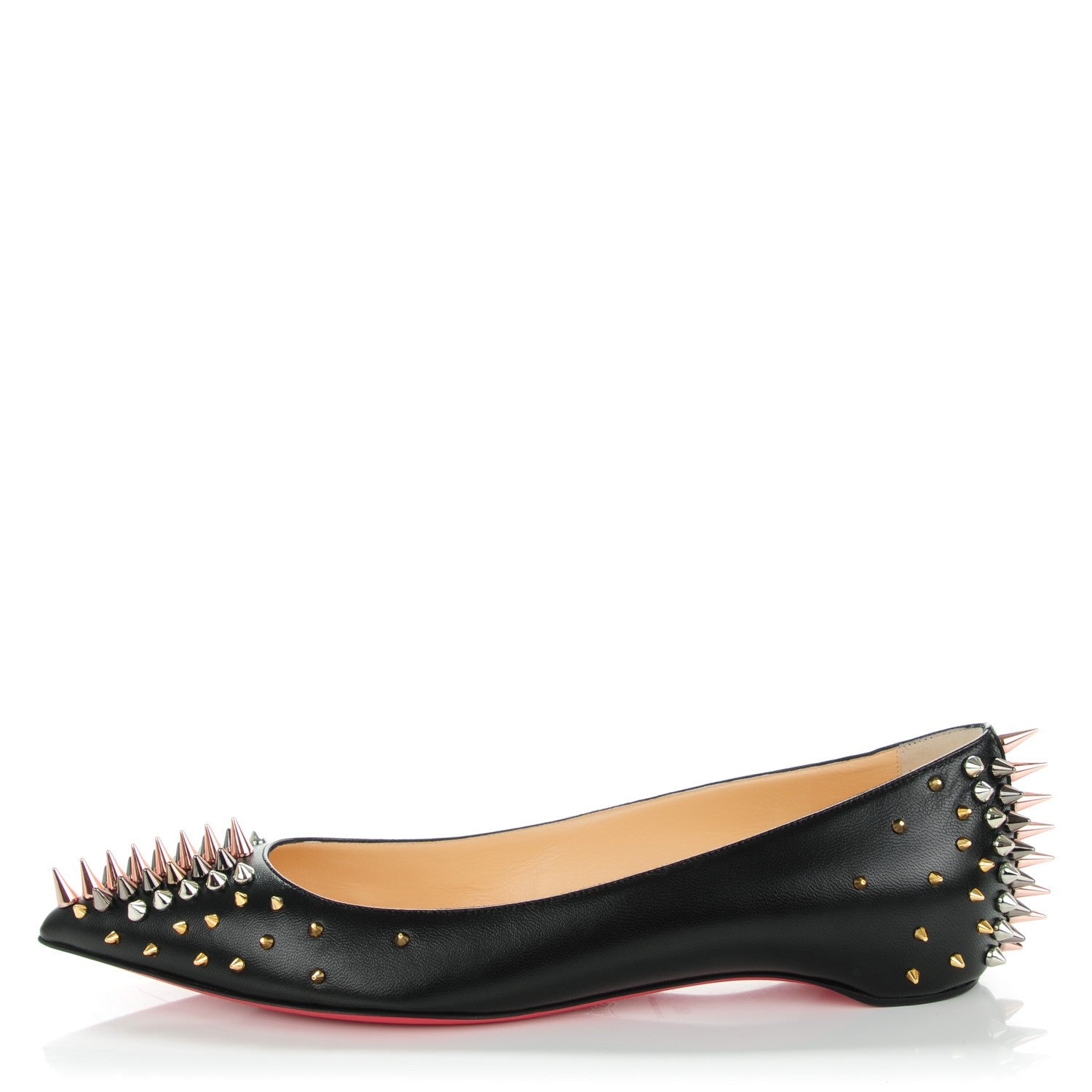 Christian Louboutin Nappa Goldoflat Spikes Flats 39 Black 1 of 8