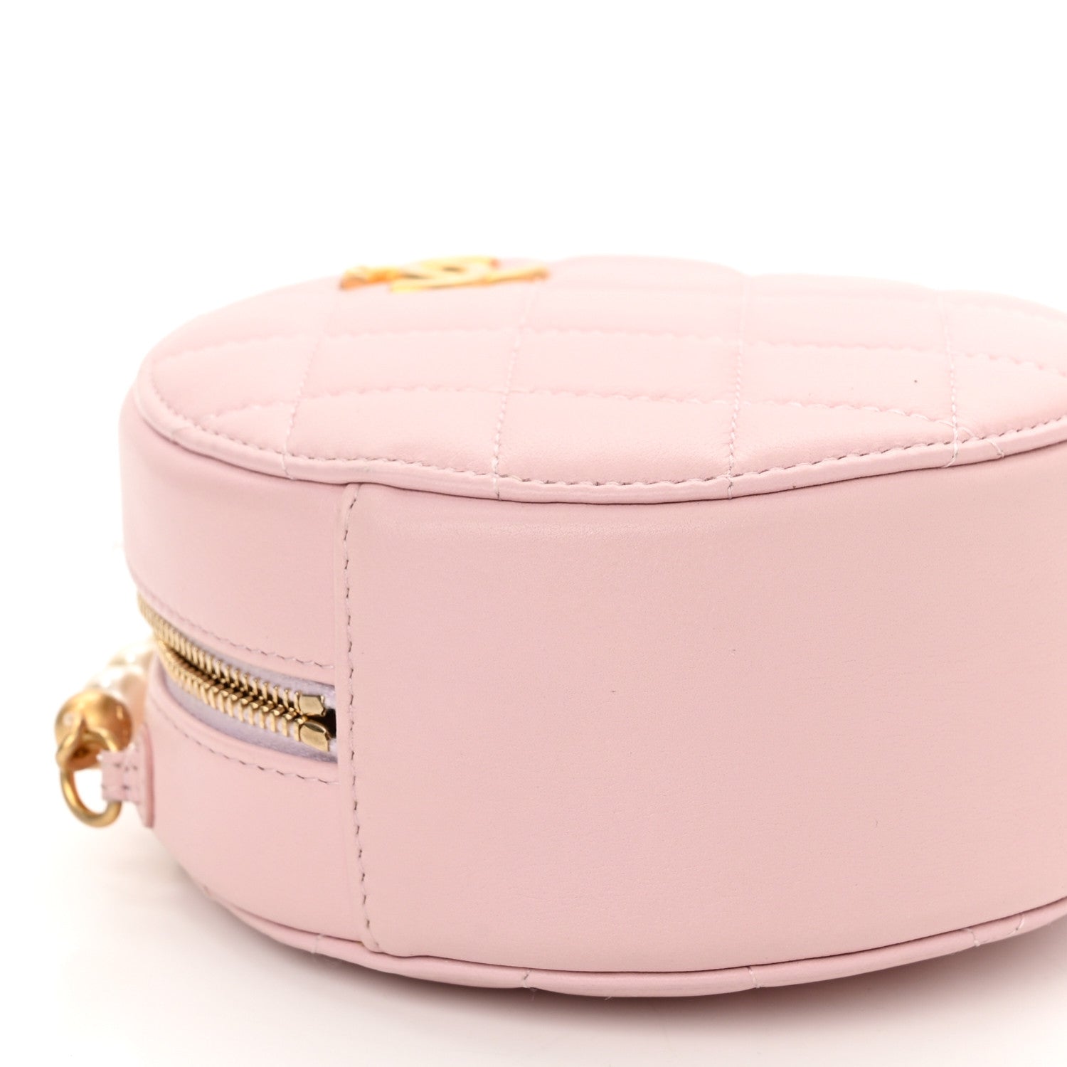 Chanel Calfskin Quilted Pearl Round Clutch With Chain Light Pink 9 of 11