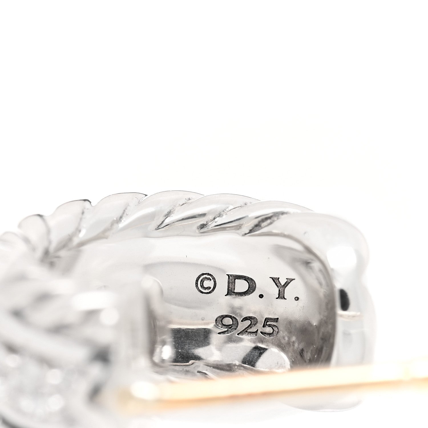 David Yurman Sterling Silver Diamond 12mm Cable Hoop Earrings 4 of 4