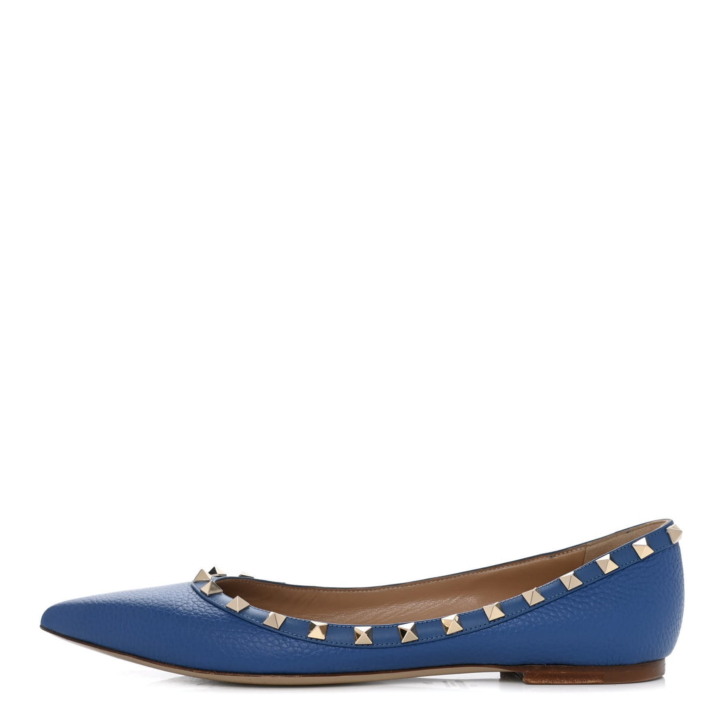 Pebbled Calfskin Rockstud Ballerina Flats 41 Baltique
