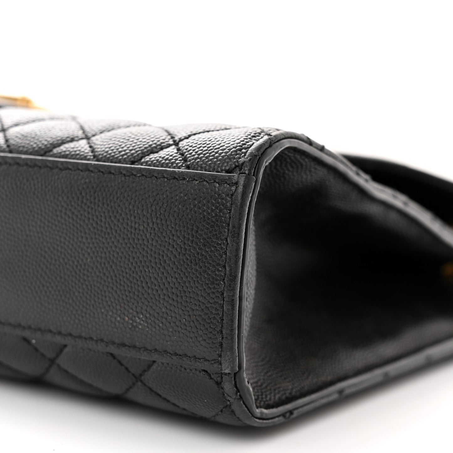 Grain De Poudre Textured Mixed Matelasse Large Triquilt Monogram Satchel Black