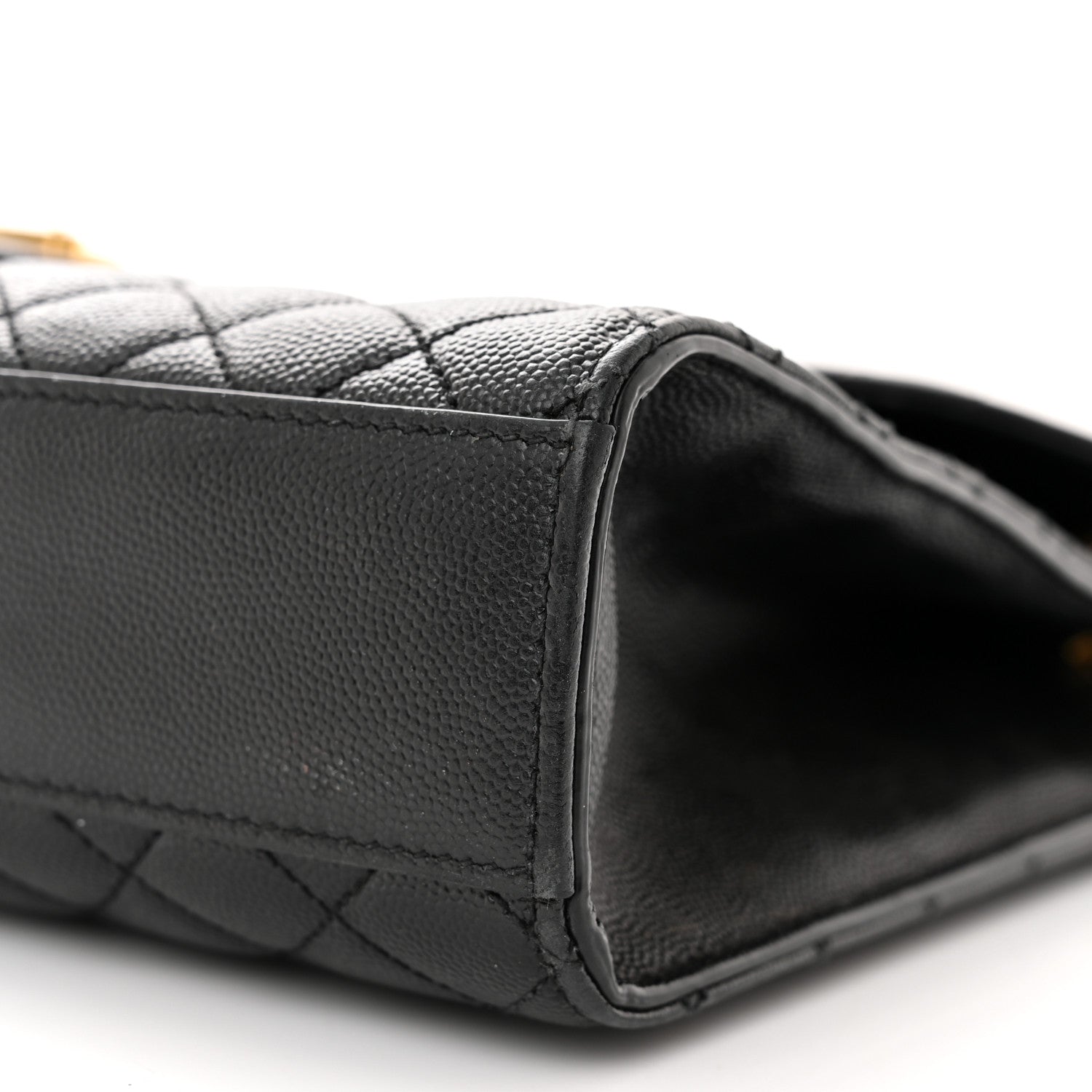 Saint Laurent Grain De Poudre Textured Mixed Matelasse Large Triquilt Monogram Satchel Black 10 of 12