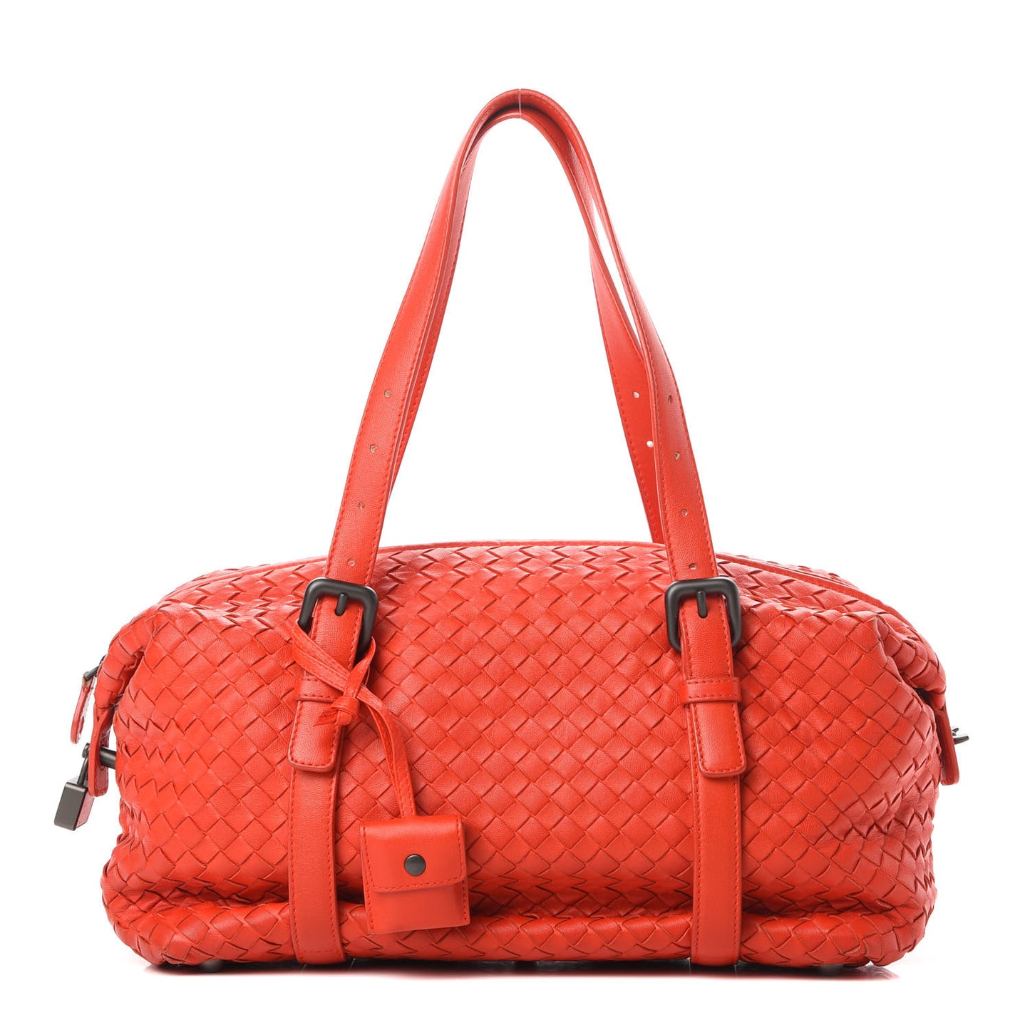 Nappa Intrecciato Montaigne Rings Satchel Red