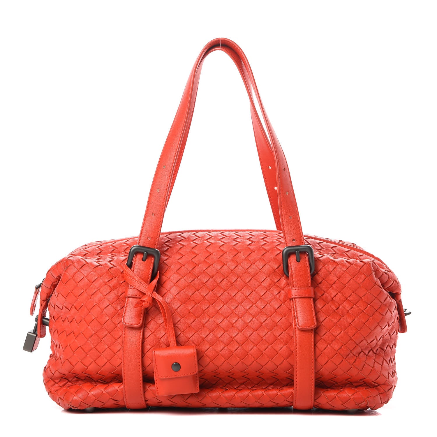 Bottega Veneta Nappa Intrecciato Montaigne Rings Satchel Red 1 of 15