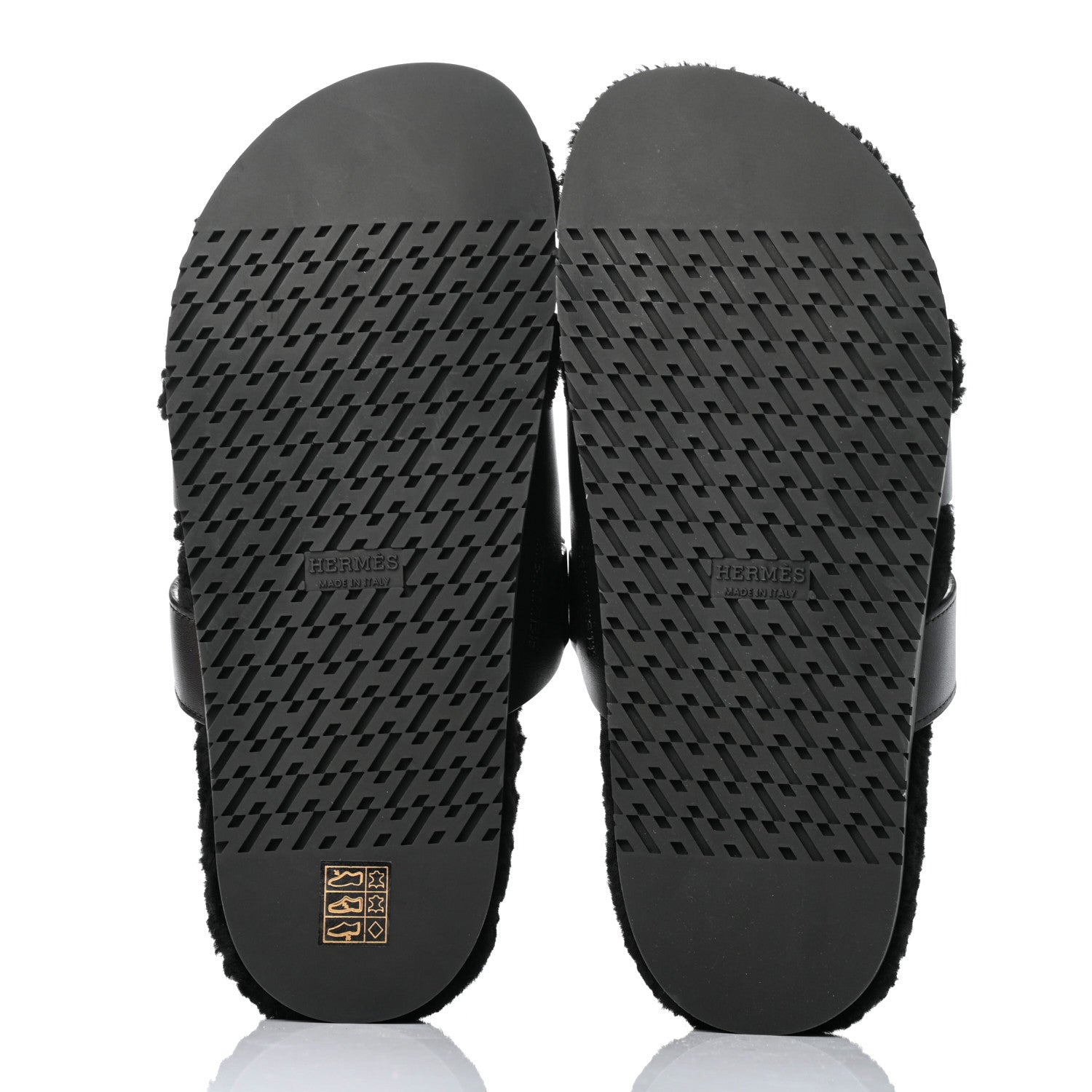 Hermes Calfskin Woolskin Womens Chypre Sandals 41 Black 5 of 9