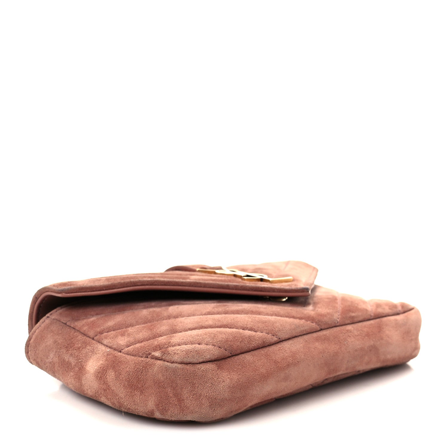 Saint Laurent Suede Matelasse Chevron Monogram Mini College Bag Barely Pink 6 of 13
