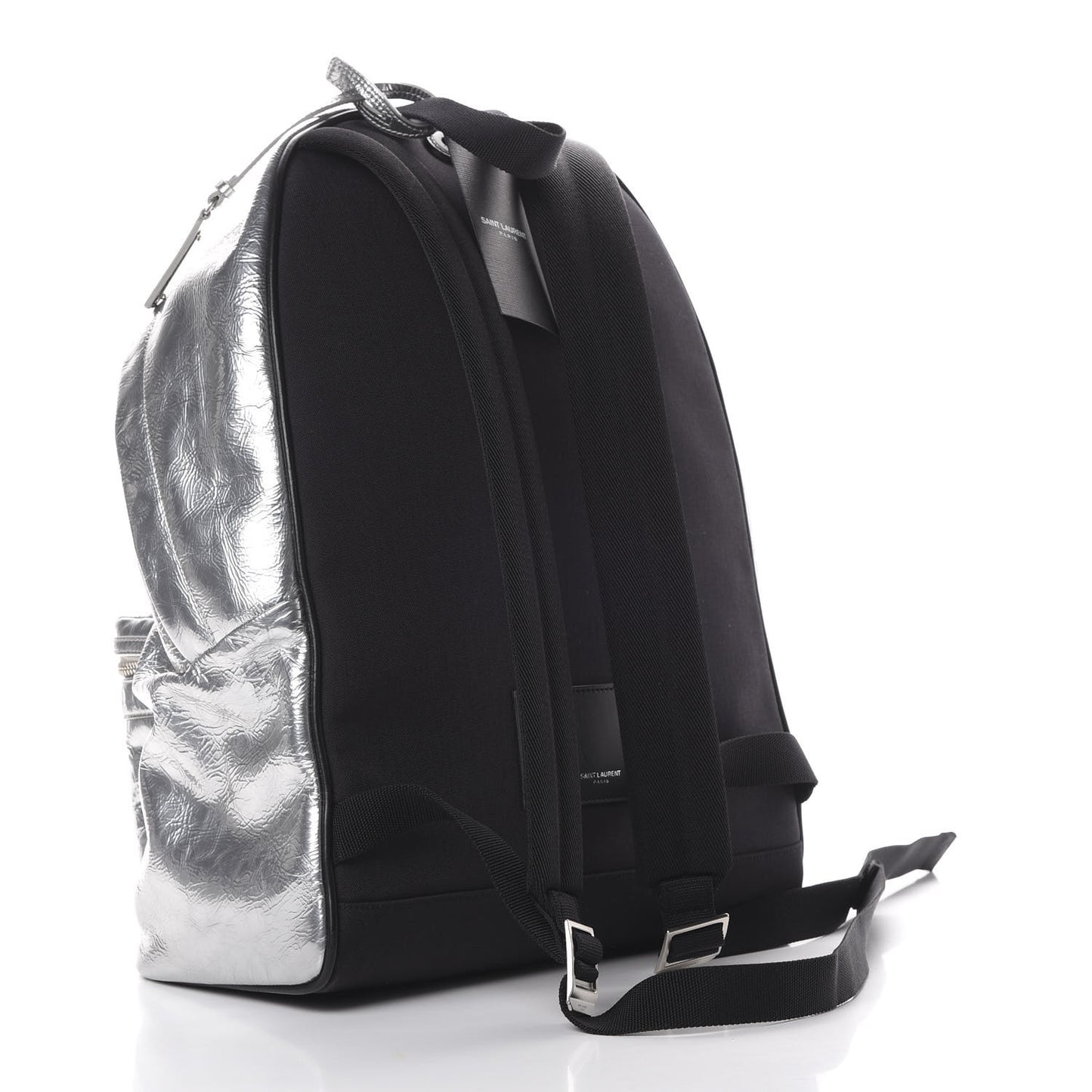 Textured Patent City Backpack Argent