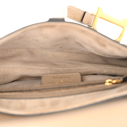Christian Dior Grained Calfskin Saddle Bag With Strap Warm Taupe 5 of 13