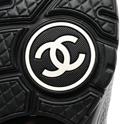 Chanel Mesh Suede Grained Calfskin Womens CC Sneakers 36 Black White 6 of 9
