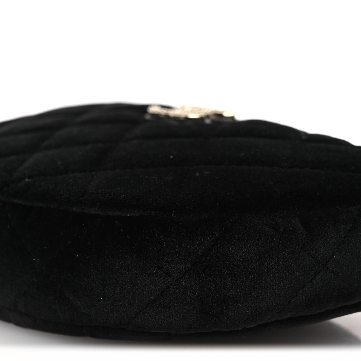 Velvet Crystal Quilted Chain Hobo Black