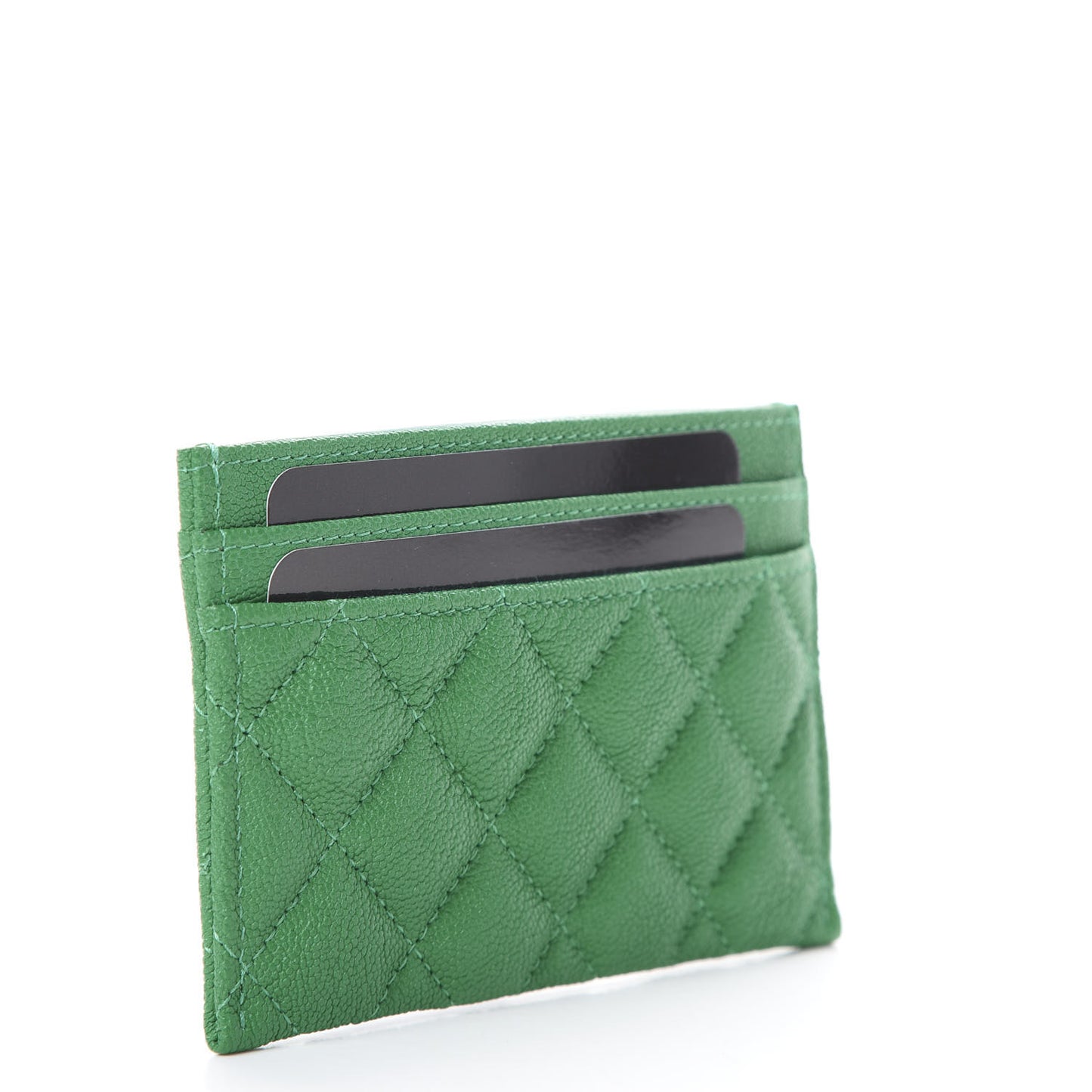 Caviar Quilted Boy Card Holder Green