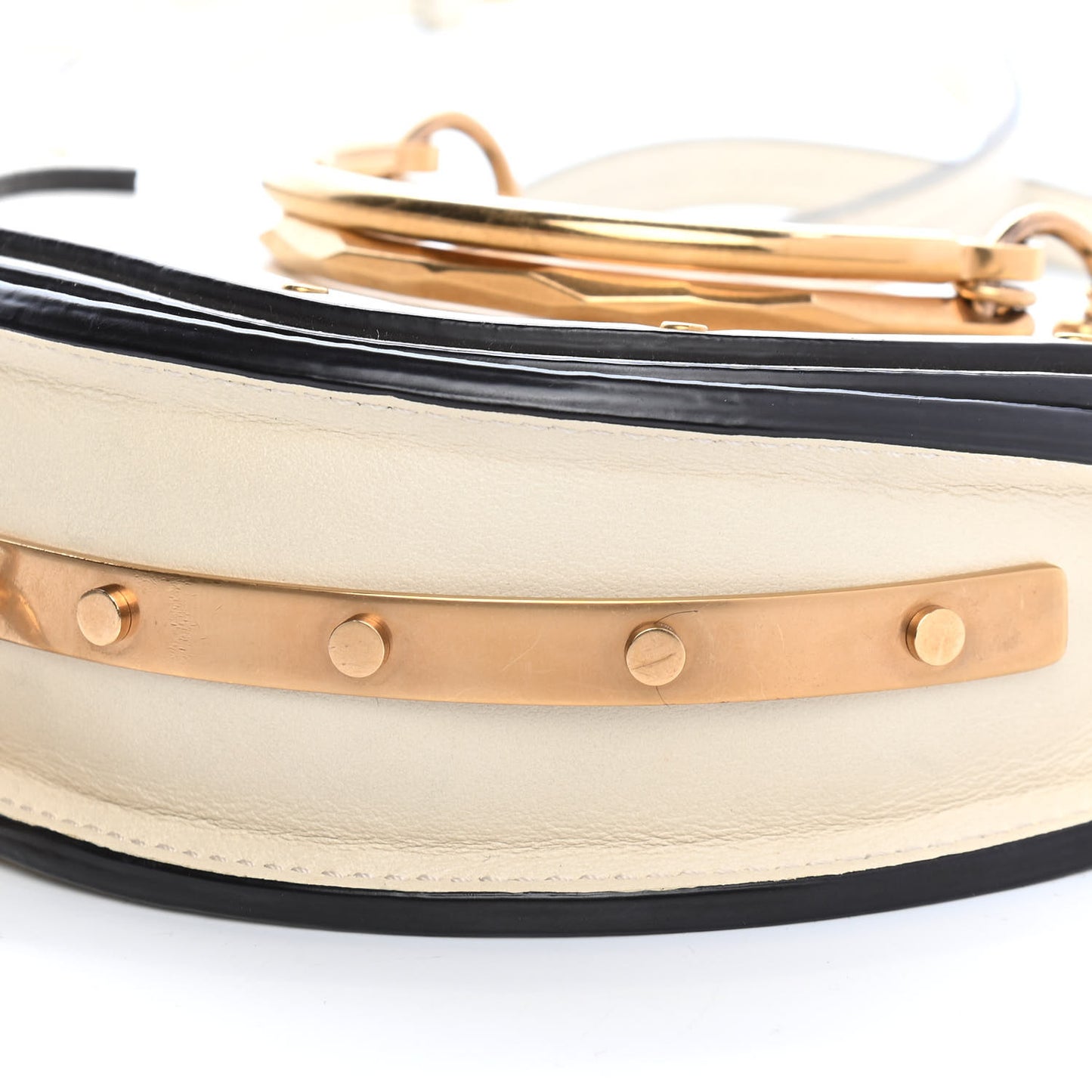 Calfskin Small Nile Bracelet Minaudiere Bag Off White