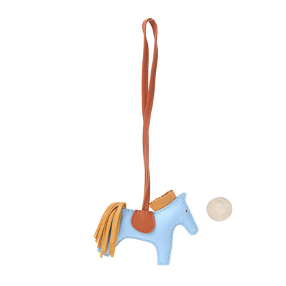 Hermes Milo Lambskin Grigri Rodeo Horse Bag Charm PM Celeste Naturel Bouton D'Or Cornaline 2 of 5