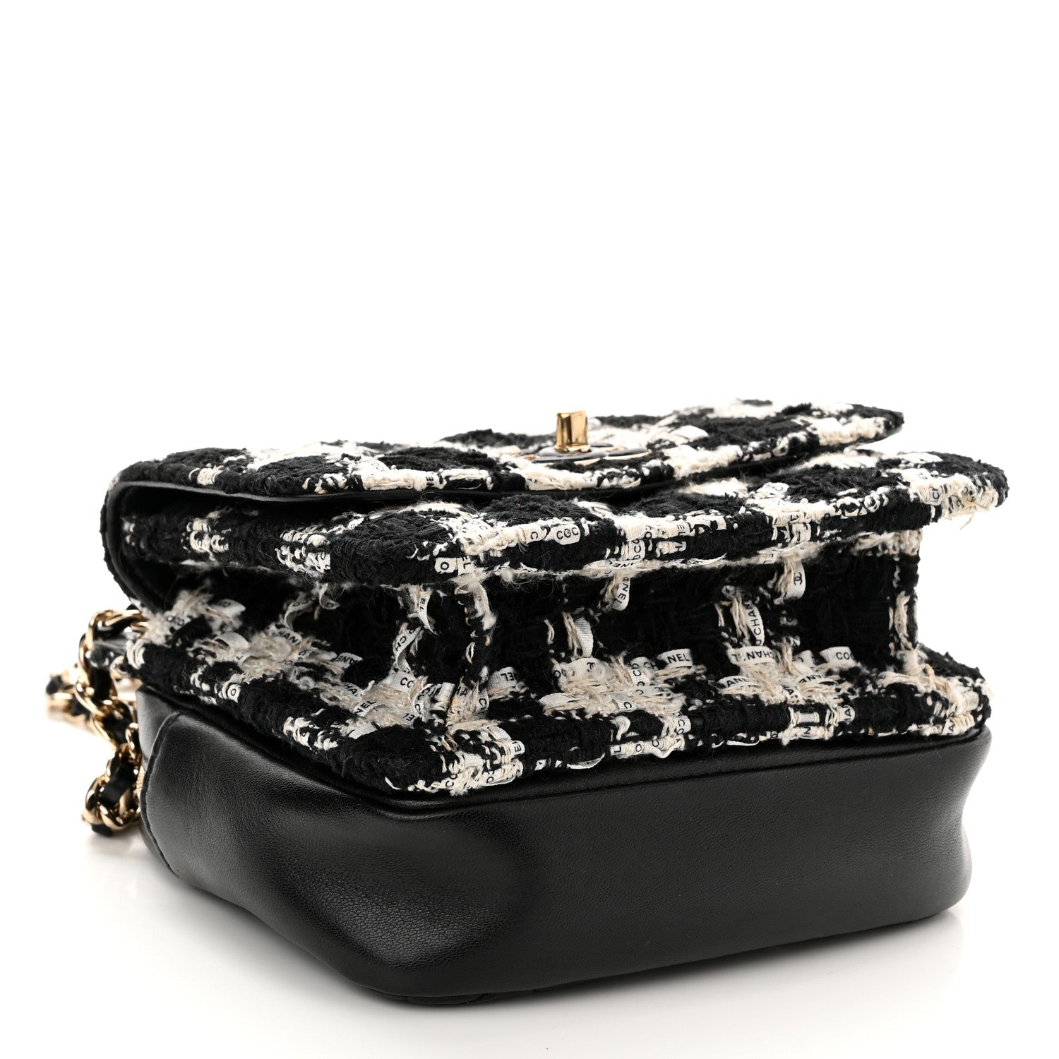 Chanel Tweed Lambskin Quilted Flap Black Ecru White 3 of 10