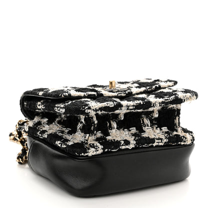 Chanel Tweed Lambskin Quilted Flap Black Ecru White 3 of 10