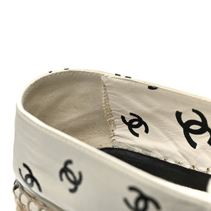 Chanel Lambskin Printed CC Espadrilles 37 White Black 13 of 14