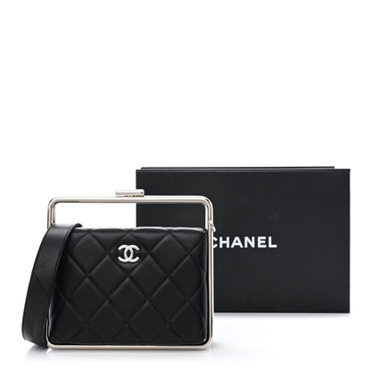 Chanel Quilted Lambskin Metal Bar Clutch Bag Black 12 of 12