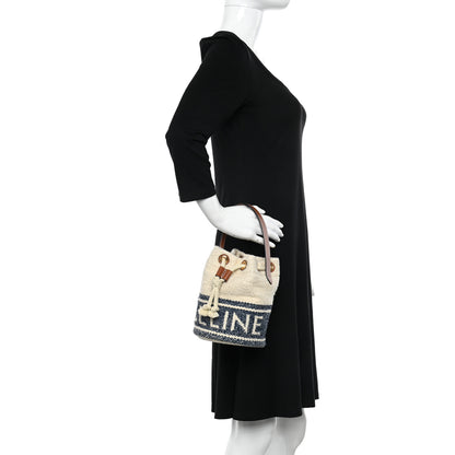 Celine Plein Soleil Textile Calfskin Teen Drawstring Bag Cream 2 of 12