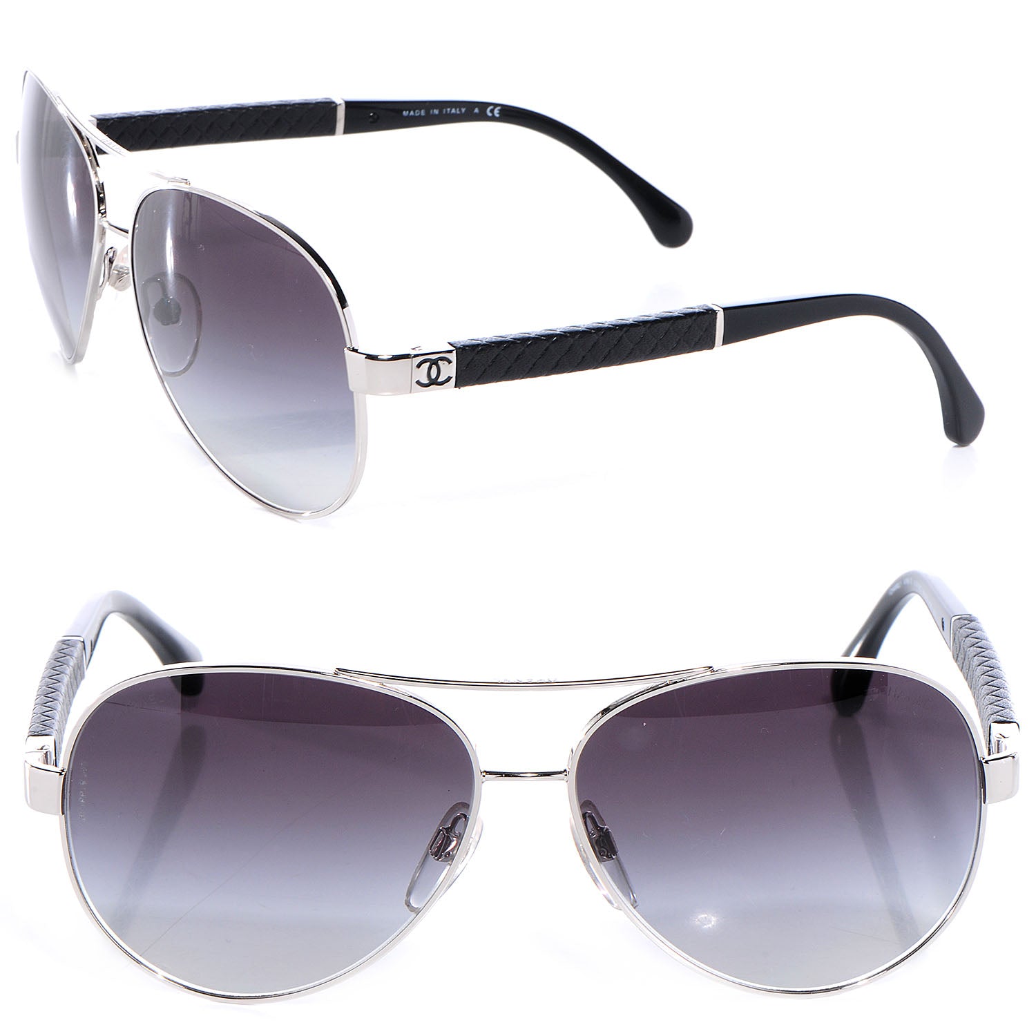Chanel Lambskin Quilted CC 4195-Q Sunglasses Silver 1 of 6