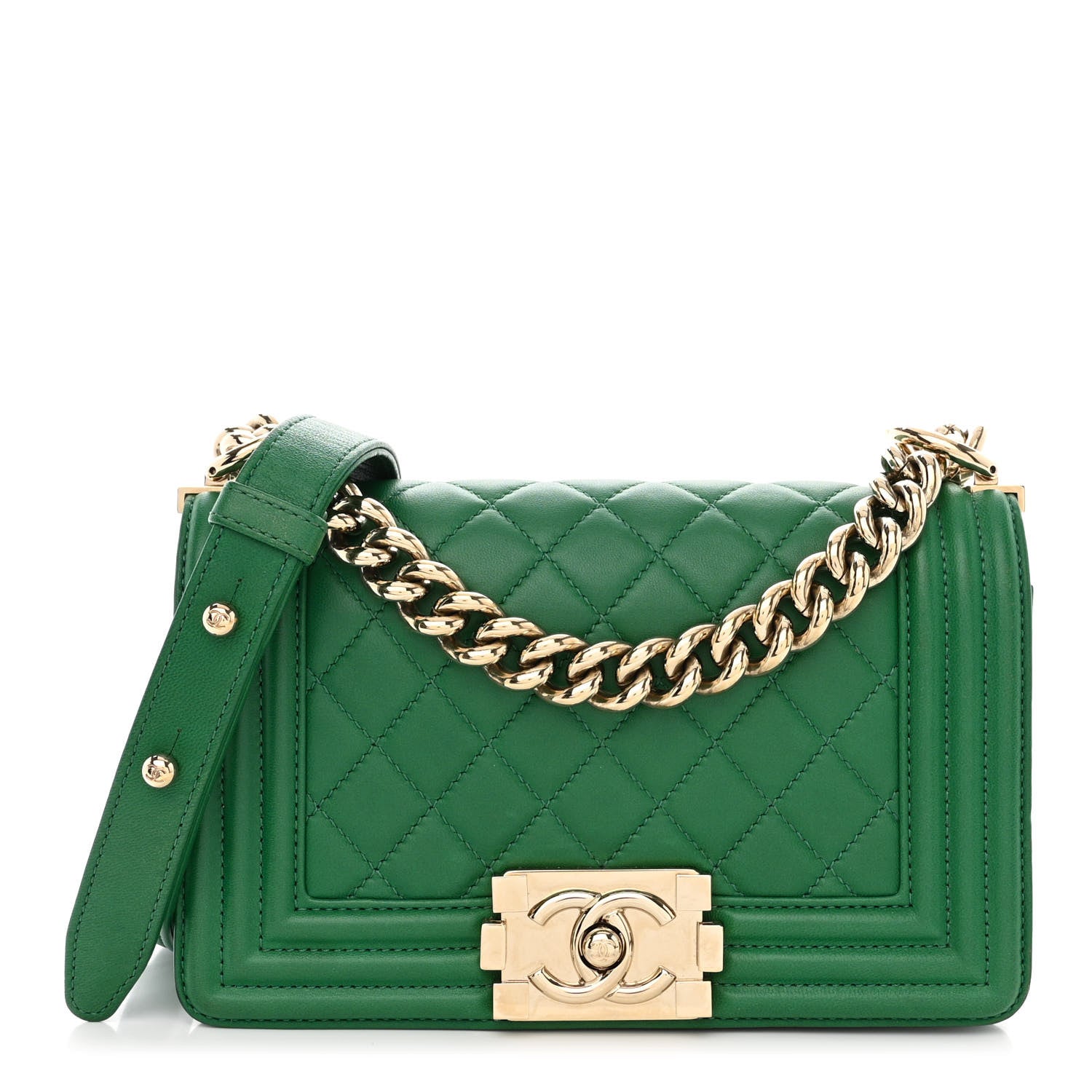 Chanel Lambskin Quilted Small Boy Flap Green 1 of 14