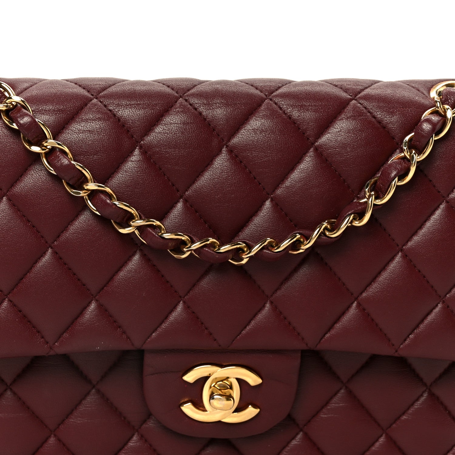 Chanel Lambskin Quilted Medium Double Flap Burgundy 9 of 11