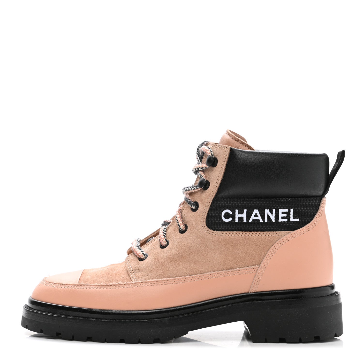 Chanel Suede Calfskin Lace Up Boots 40.5 Pink 1 of 10