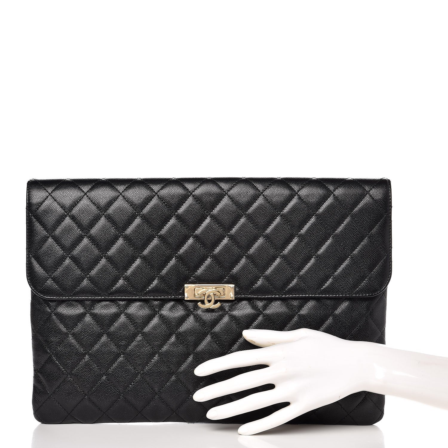 Chanel Caviar Quilted Large Golden Class Pouch Black 2 of 8