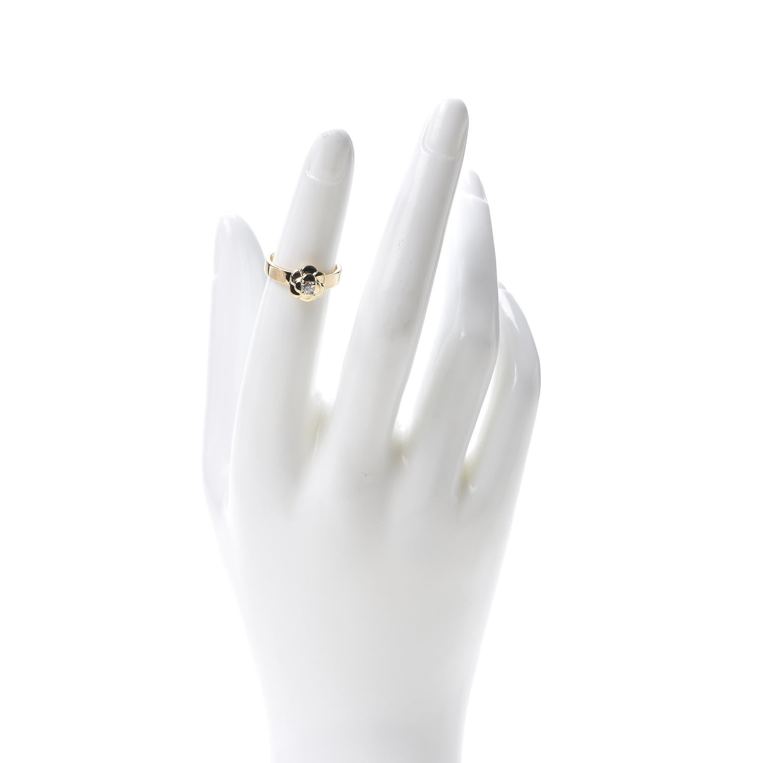 Chanel 18K Yellow Gold Diamond Camellia Ring 47 4 2 of 6