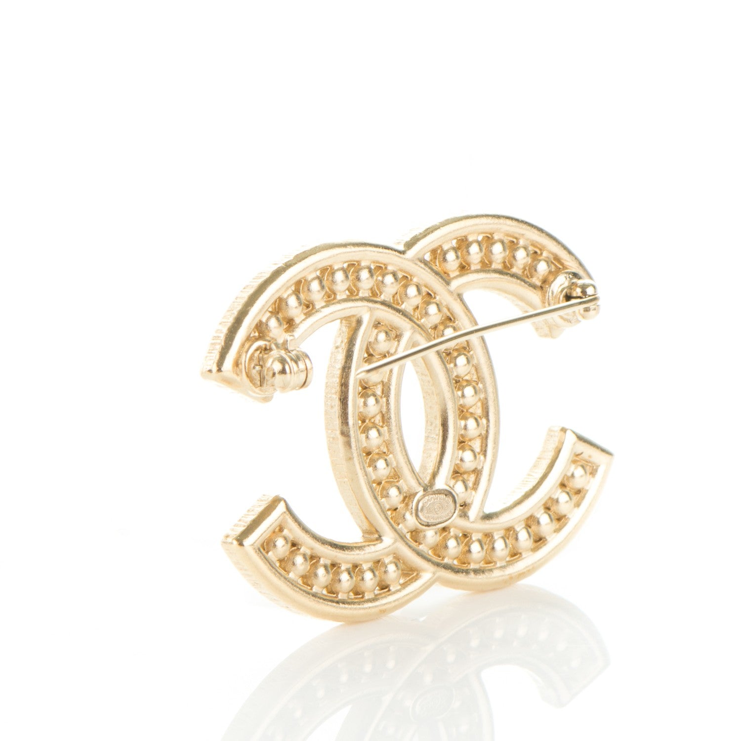 Chanel Pearl Baguette Crystal CC Brooch Gold 3 of 4