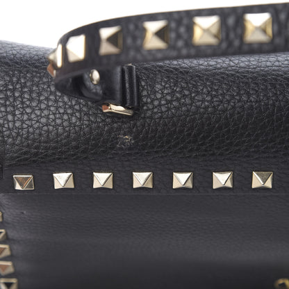 Valentino Garavani Pebbled Calfskin Small Rockstud Single Handle Flap Bag Black 10 of 10