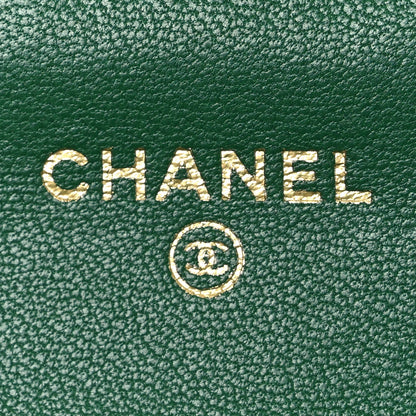 Chanel Lambskin Quilted Flap Card Holder Wallet Green 6 of 9