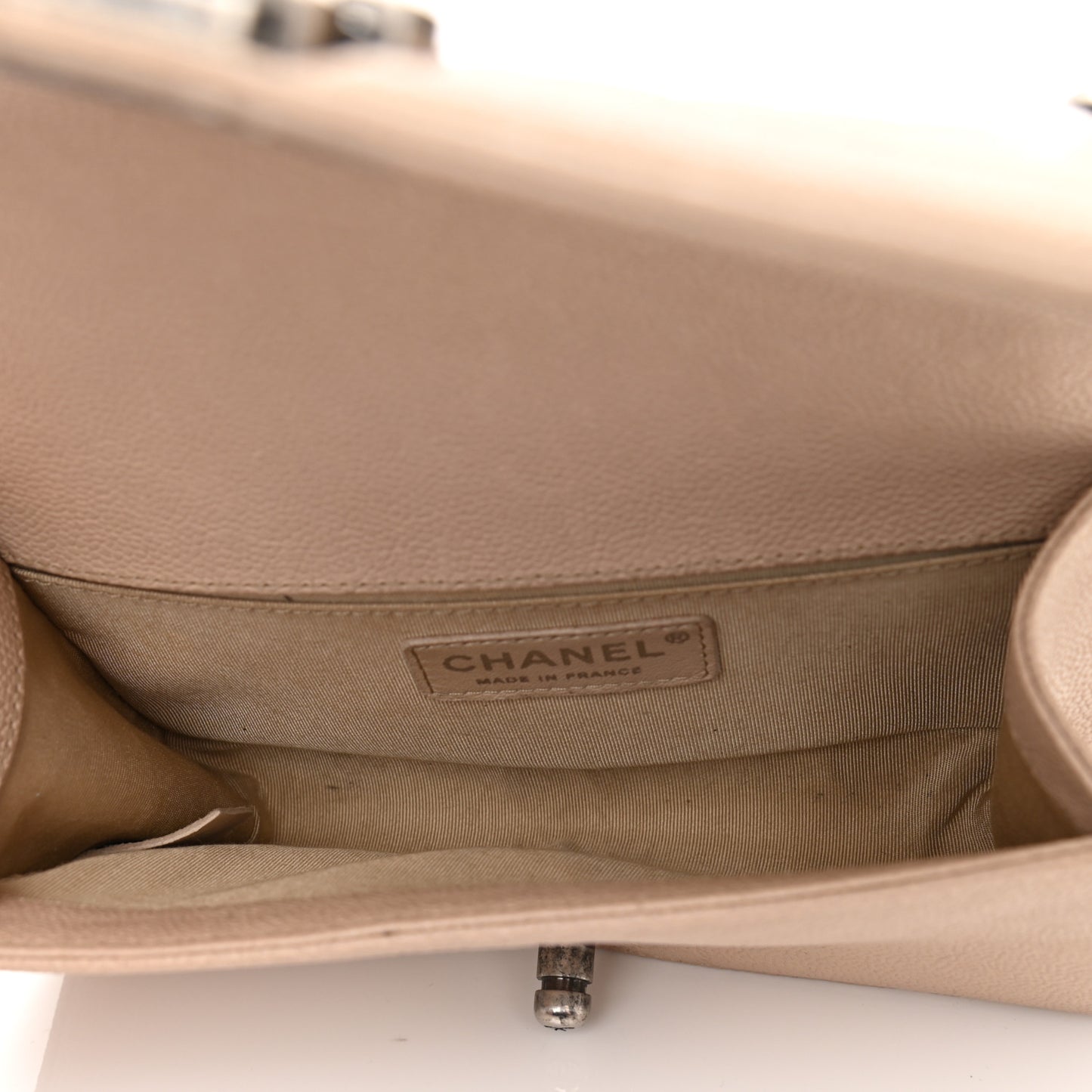 Caviar Quilted Small Boy Flap Light Beige