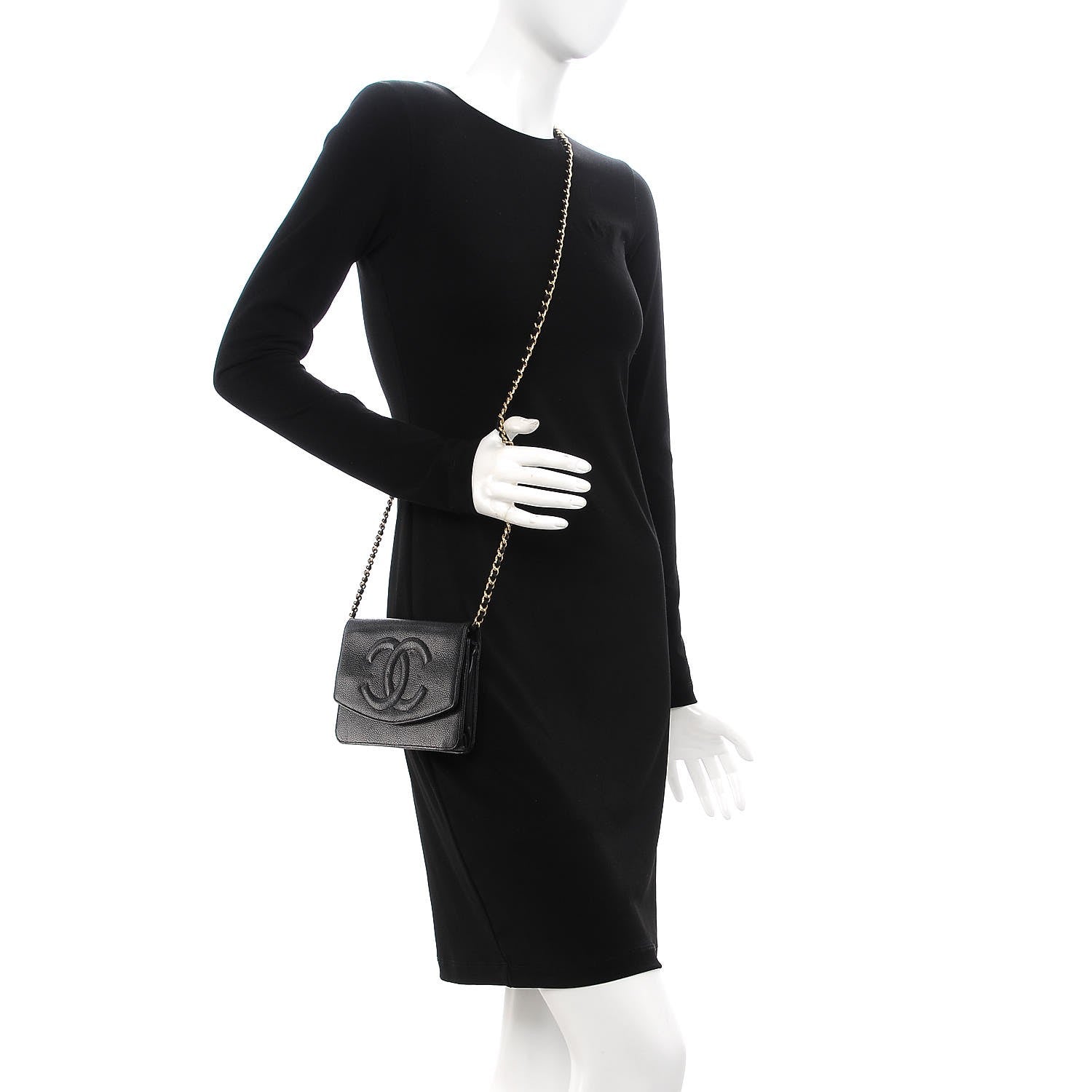 Chanel Caviar Timeless CC Wallet On Chain WOC Black 2 of 12
