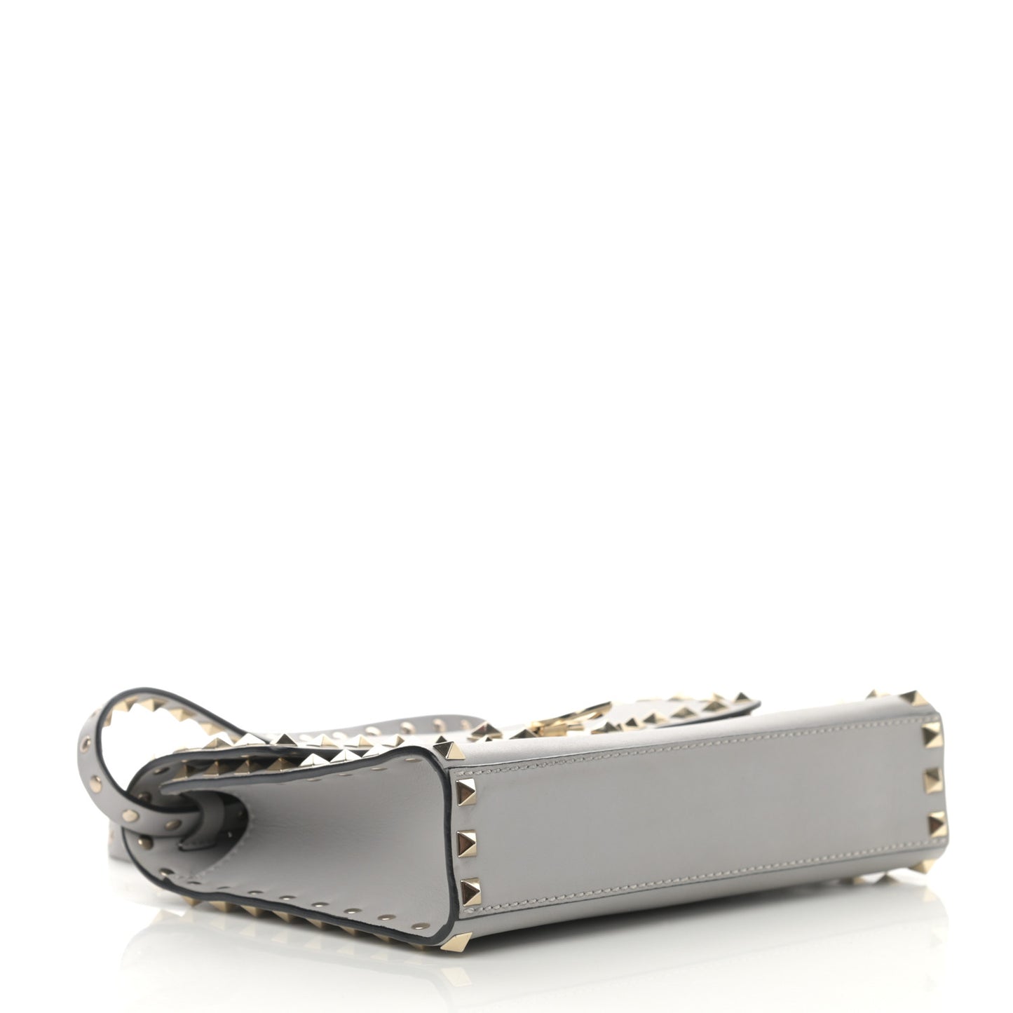Vitello Medium Rockstud Flip Lock Crossbody Bag Grey