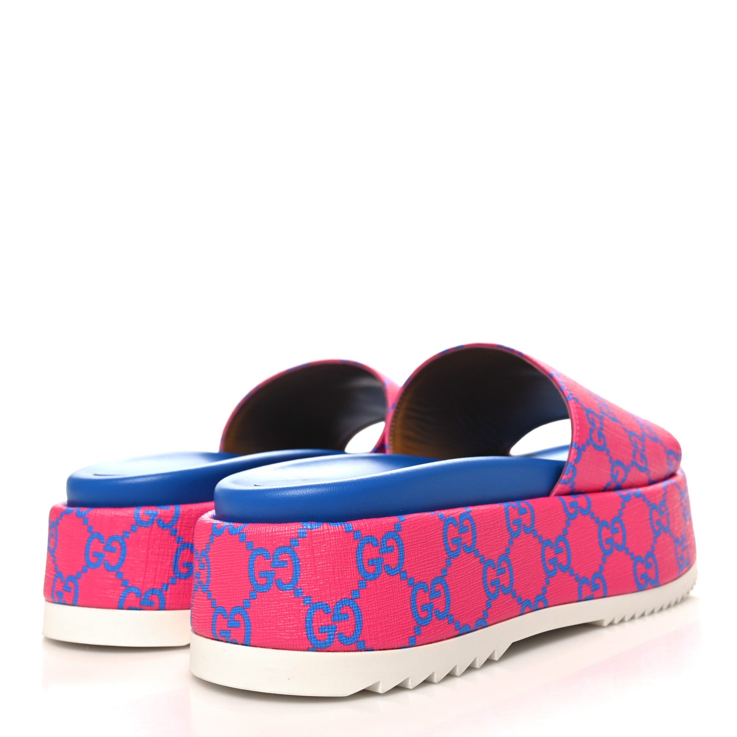 Gucci GG Supreme Joy Monogram Angelina Platform Slide Sandals 38 Fuxia Blue 4 of 8