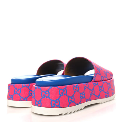 Gucci GG Supreme Joy Monogram Angelina Platform Slide Sandals 38 Fuxia Blue 4 of 8