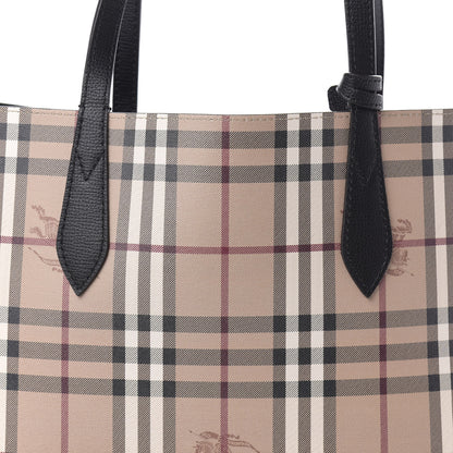 Burberry Grainy Calfskin Haymarket Check Medium Reversible Tote Black 14 of 14