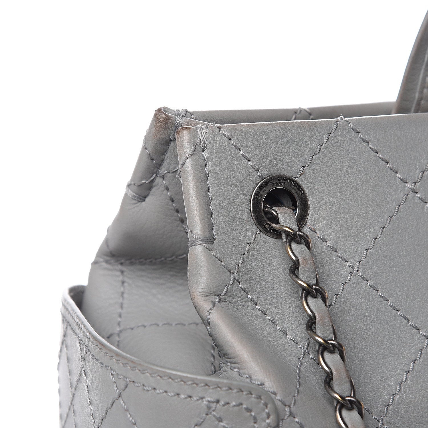 Chanel Grained Calfskin Small CC Pocket Tote Grey 11 of 17