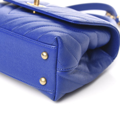 Chanel Caviar Chevron Quilted Mini Coco Handle Flap Blue 10 of 11