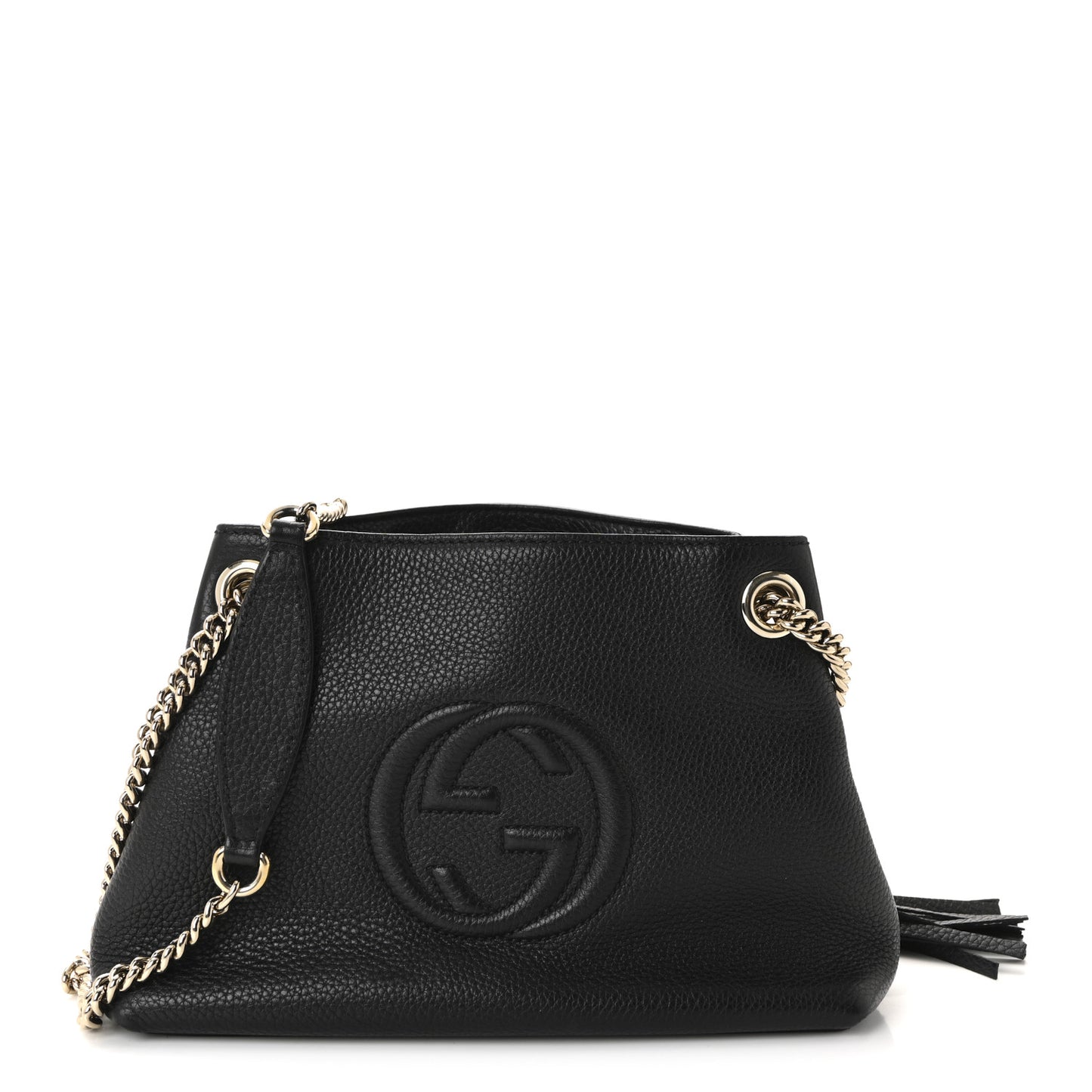 Pebbled Calfskin Small Soho Chain Shoulder Bag Black