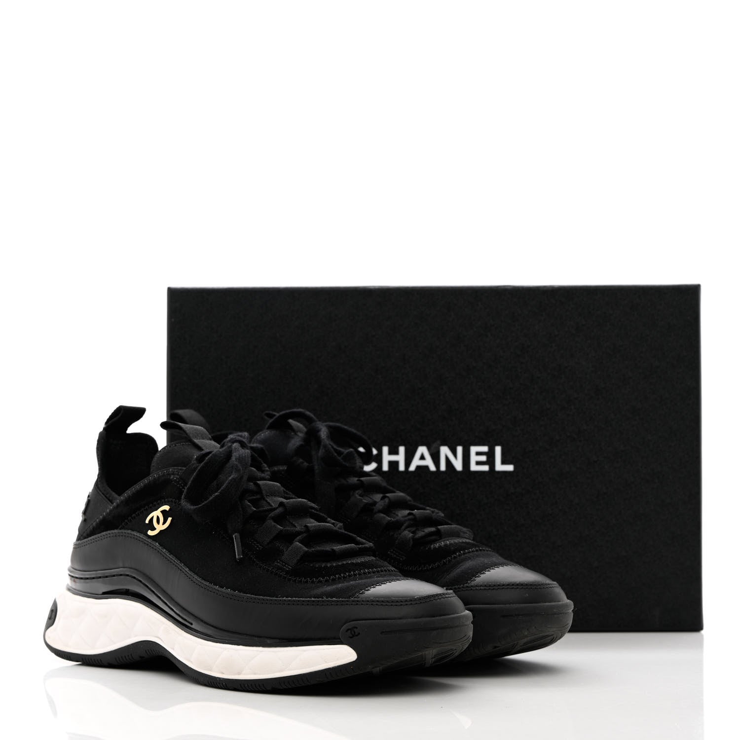 Chanel Velvet Calfskin Mixed Fibers CC Sneakers 40 Black 12 of 12
