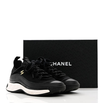 Chanel Velvet Calfskin Mixed Fibers CC Sneakers 40 Black 12 of 12