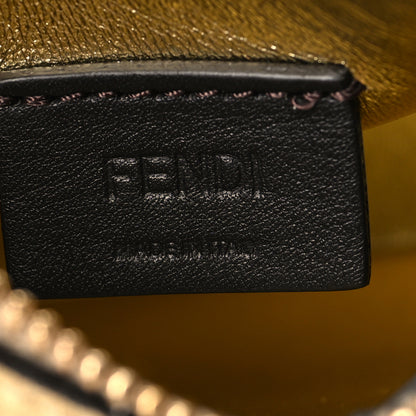 Fendi Crystal Vitello Laminato Suede FF Nano Fendigraphy Hobo Charm Platino 6 of 10