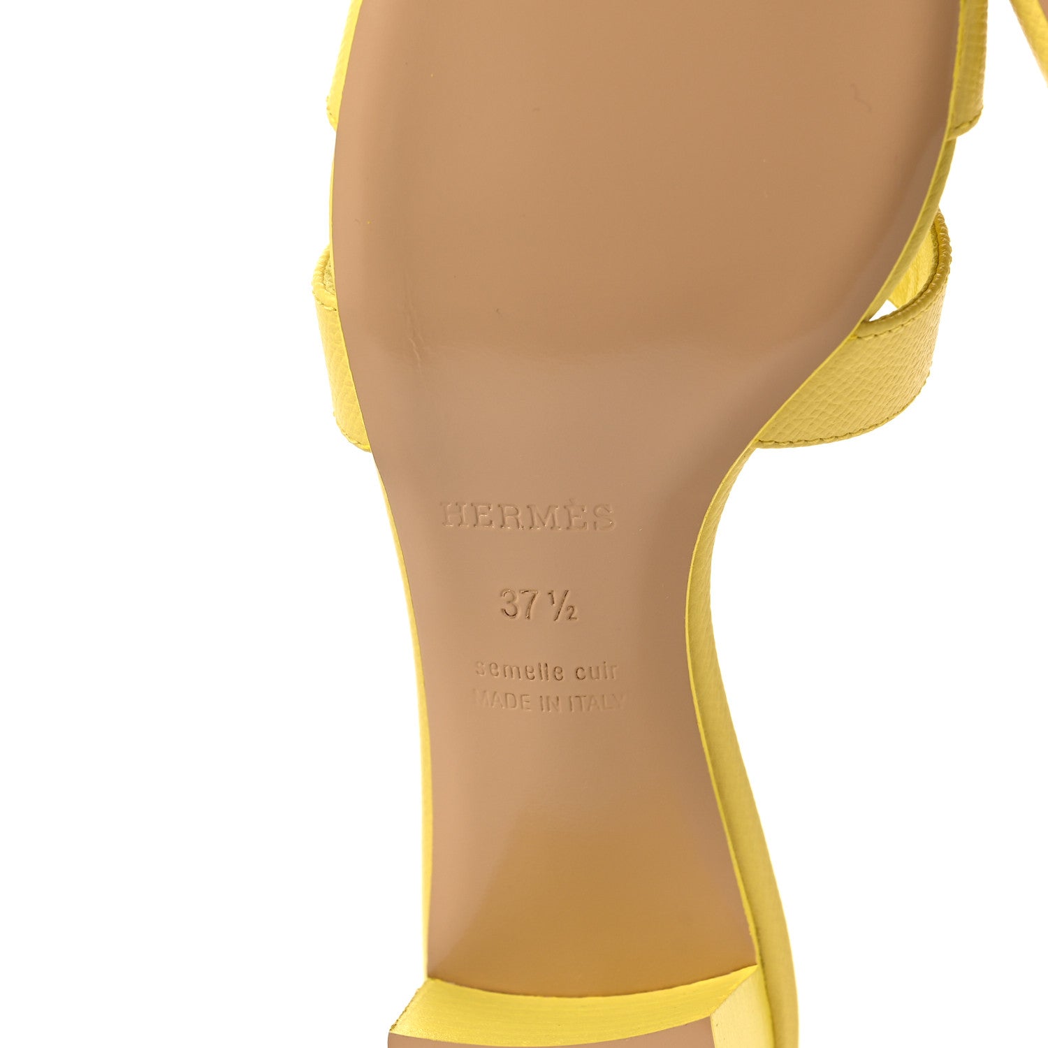 Hermes Epsom Oasis Sandals 37.5 Jaune Pollen 6 of 8