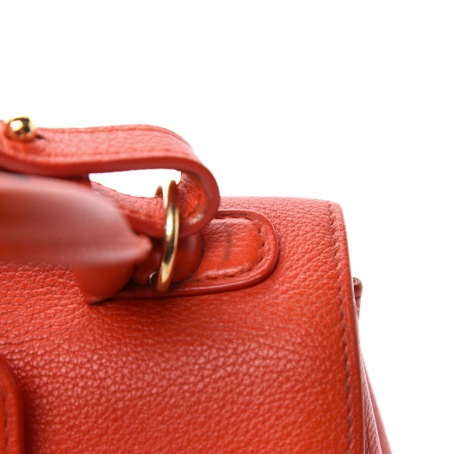 Grained Calfskin Mini Brillant Satchel Red